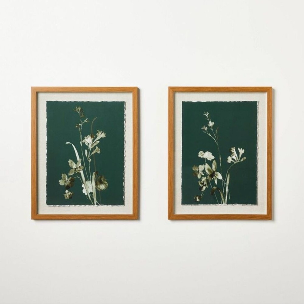 Set of 2 16x20" Orchid Flowers Framed Wall Art Threshold Studio McGee, NWOT